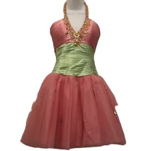 Hot Pink and Lime Jeweled Dress